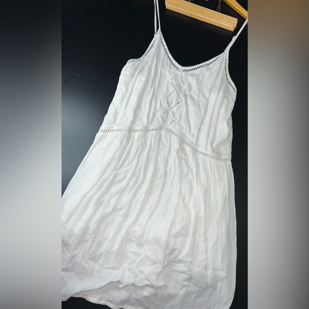 Amuse Society Tatum White Crochet Mini Dress Boho Festival Flowy Size M GUC
